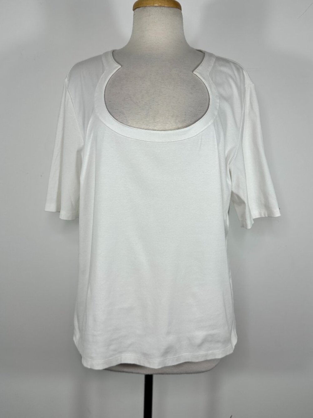 Lafayette 148 New York Short Sleeve Tee White Women's Size 2X New